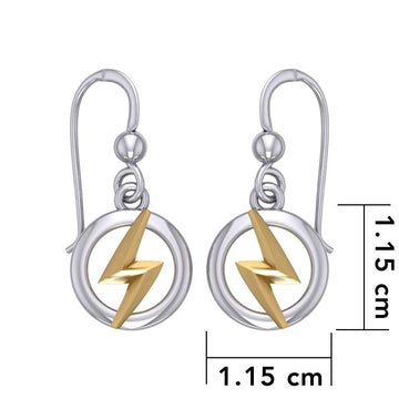 Zeus God Lightning Bolt Silver and Gold Earrings MER1965 - Jewelry